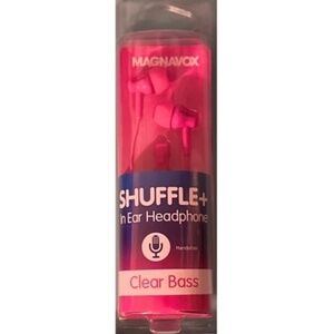 MAGNAVOX Shuffle+ In Ear Headphones CLEAR BASS Handsfree Calling Pink
